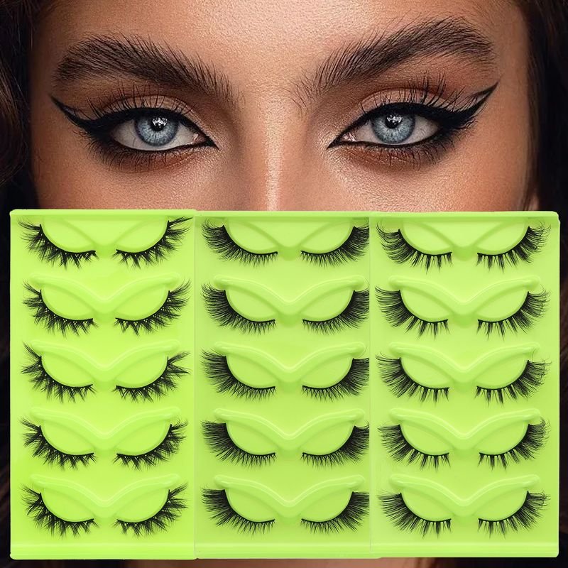 Women Simple Thick Three-Dimensional Eye Tail Elongated False Eyelashes Five Pairs