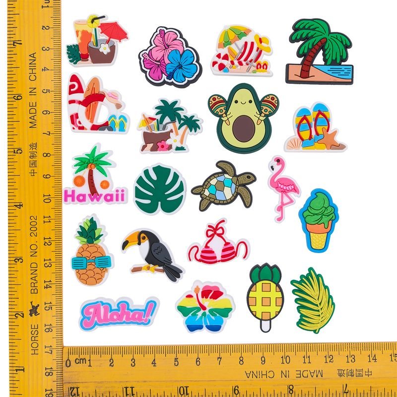 Cartoon Cute Floral Coconut Tree Summer Series PVC Soft Rubber Hole Shoes DIY Accessories Shoe Buckle