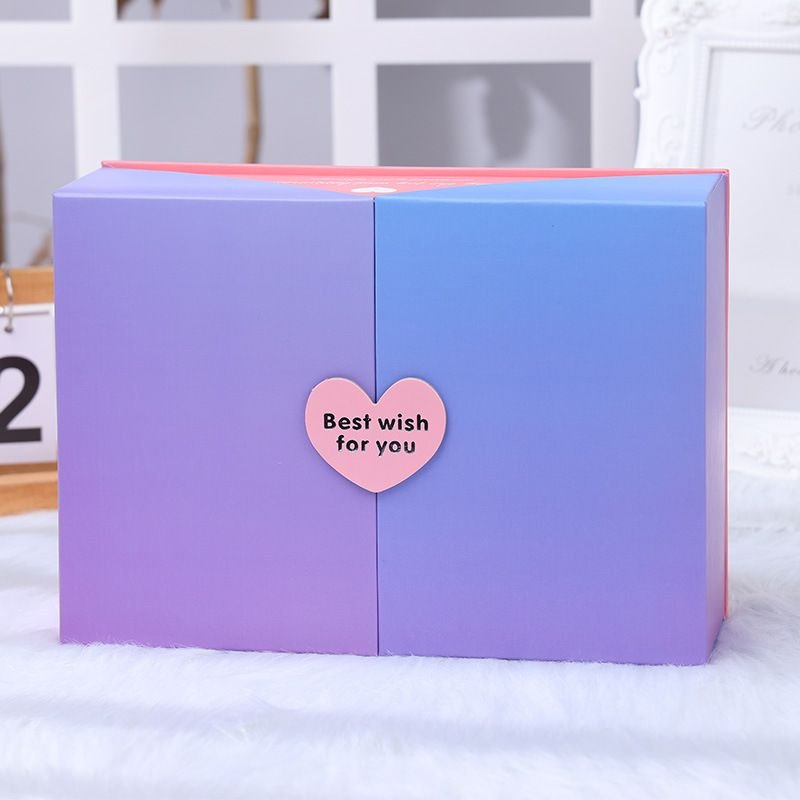 Gradient Pink Purple Double Open Gift Box Valentine'S Day Packaging Box