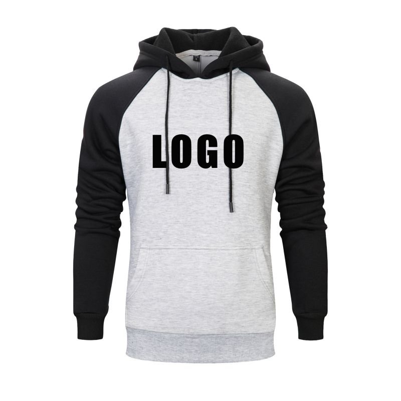 Men Casual Contrast Fleece Pullover Hoodie Custom