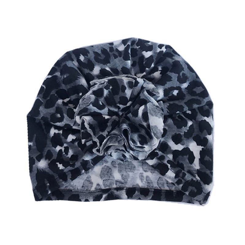 Fashion Leopard Bow Doughnuts Flower Shaped Cotton Hat