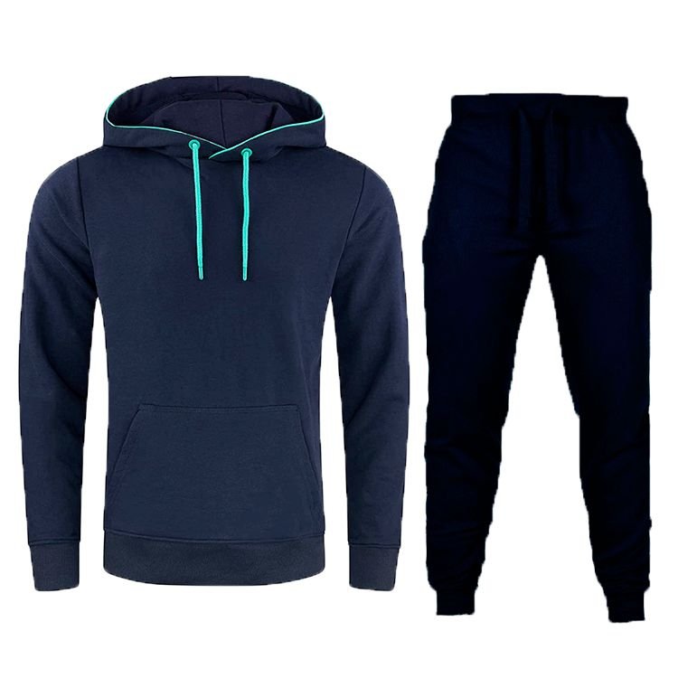 Men Casual Sports Basic Plus Size Long Sleeve Hoodies Trousers Sets