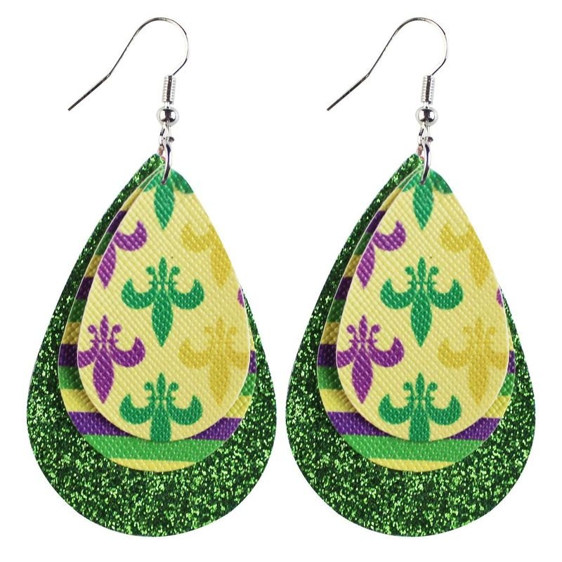 Mardi Gras Multi-Layer Carnival Leather Earrings