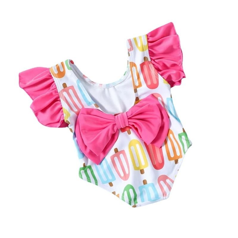 Kids Baby Girls Casual Cute Bow One Piece Swimwear