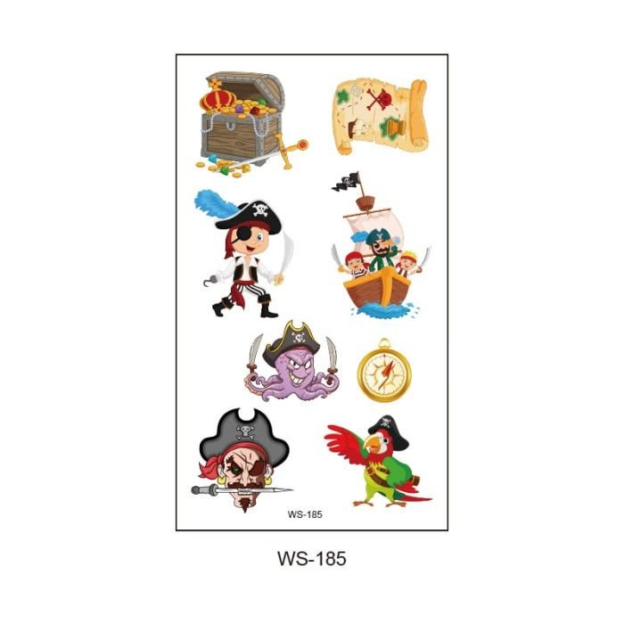 Kids Pirate Pattern Waterproof Tattoo Sticker