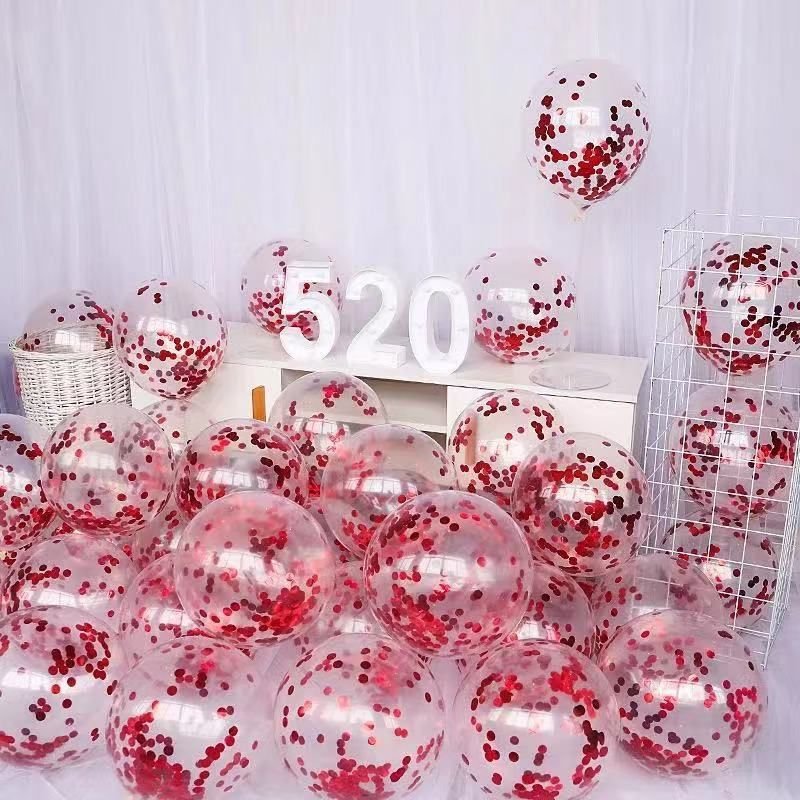 10 Inch Transparent Sequins Balloon Holiday Party Scene Decoration 50-Bag