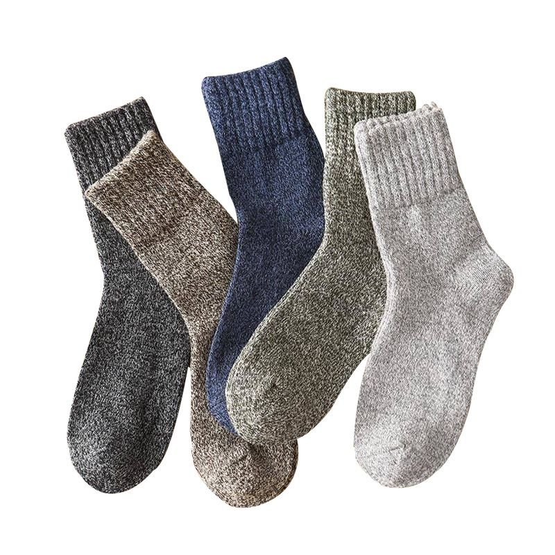 Autumn Winter Men Thick Warm Letters Maple Leaf Thick Cotton Socks