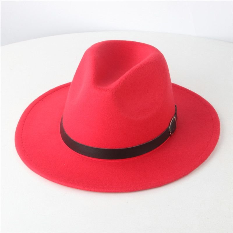 Women Fashion Casual British Style Wool Belt Brimmed Hat