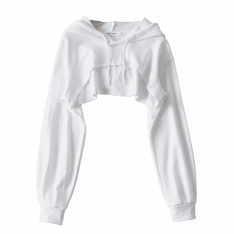 Women Autumn Loose Long-Sleeved Sports Crop Hoodie Custom