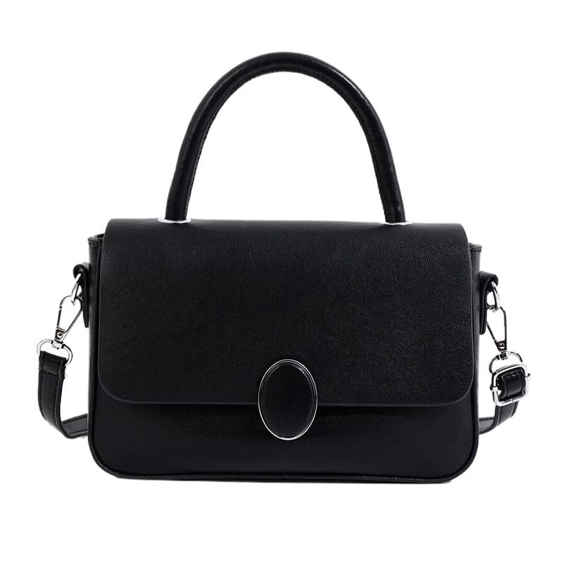 Women Simple Solid Color Square Flap Handle Shoulder Bag