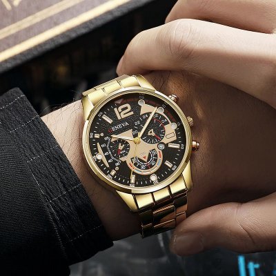 Men Business Steel Band Calendar Quartz Watch