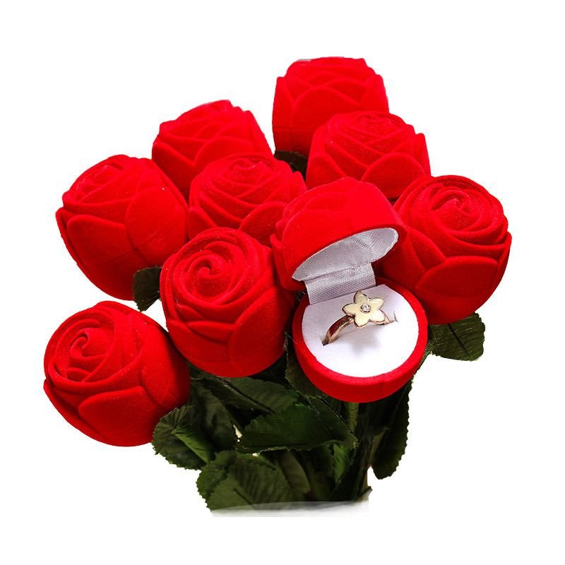 Red Rose Ring Box Valentine'S Day Gift Personalized Creative Ring Box Engagement Ring Packaging Box