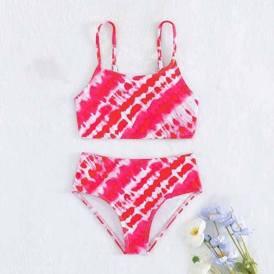 Kids Toddler Girls Casual Cute Tie-Dye Tankinis Swimwear