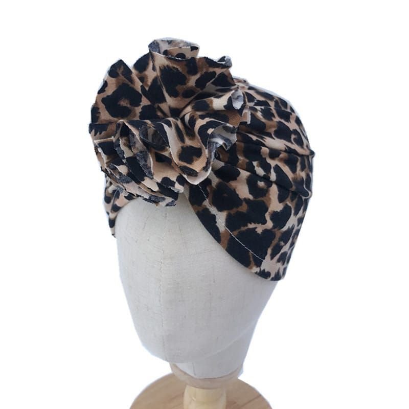 Fashion Leopard Bow Doughnuts Flower Shaped Cotton Hat