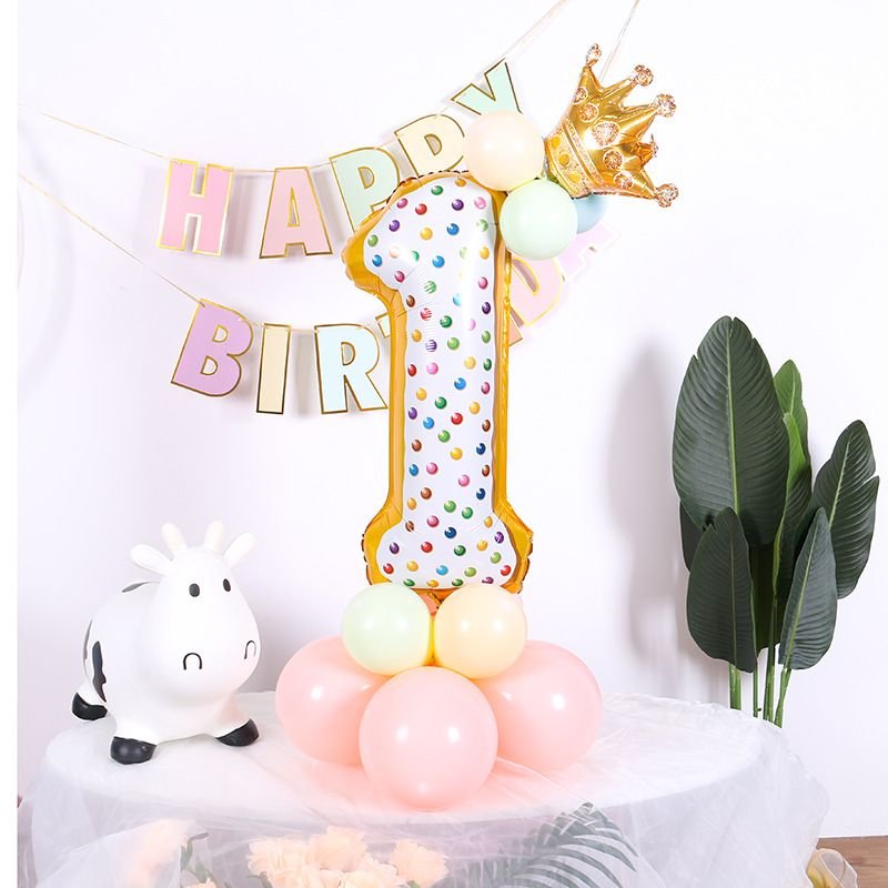 32 Inch Candy Donut Digital Balloon Baby Birthday Decoration Aluminum Film Balloon