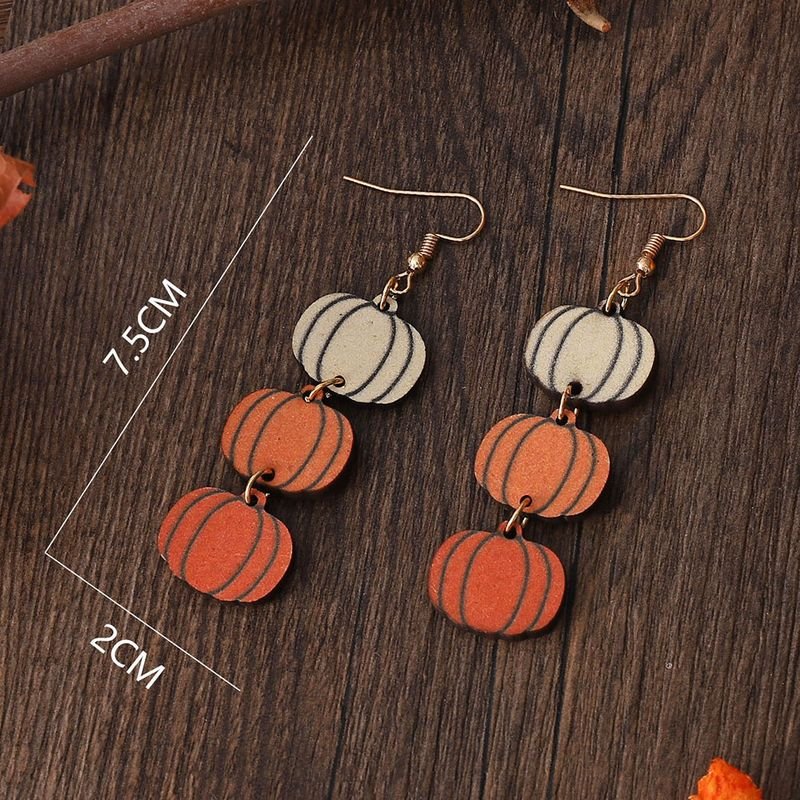 Thanksgiving Three-Color Pumpkin Triple Pendant Earrings