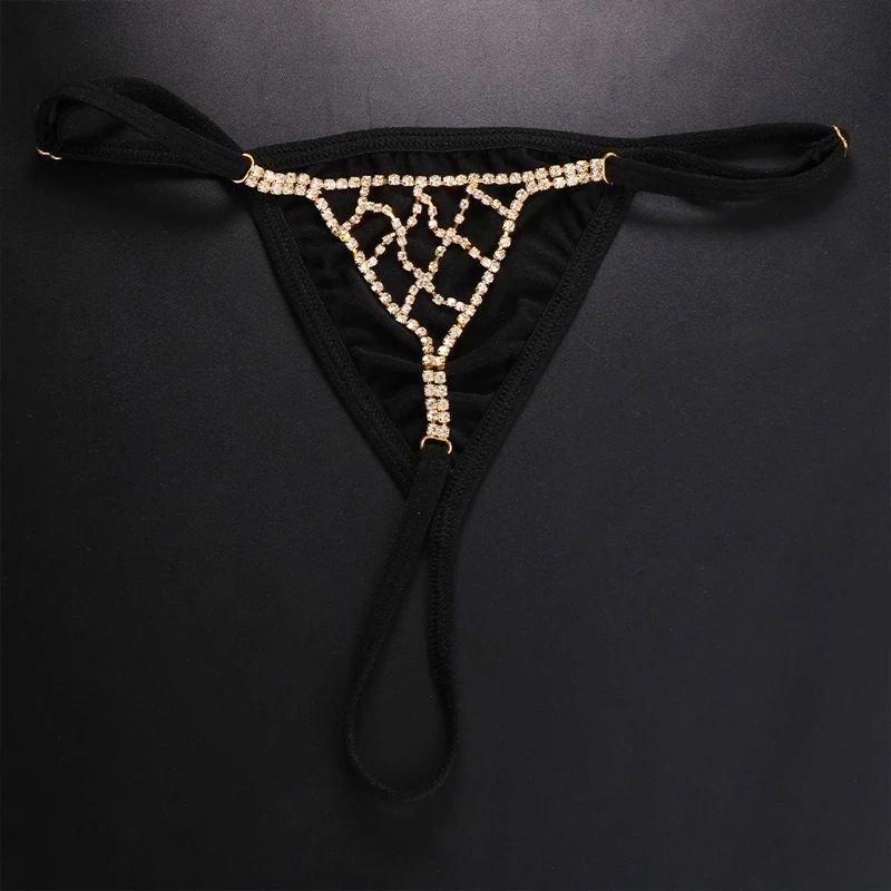 Women Fashion Sexy Mesh Rhinestone Panties Body Chain