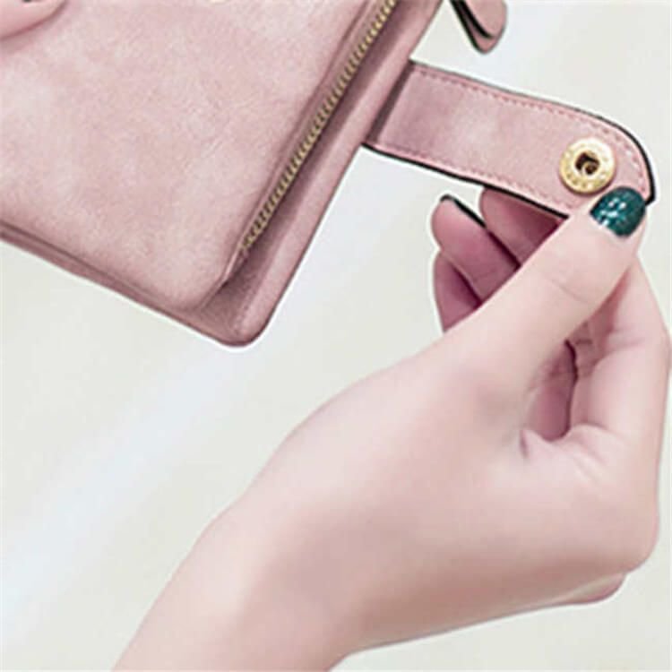 Women Fashion Solid Color Tirfold Muti-card Holder Wallet