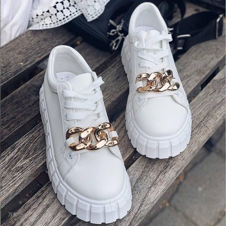 Plus Size Women Fashionable Solid Color Chain Thick Bottom Sneaker