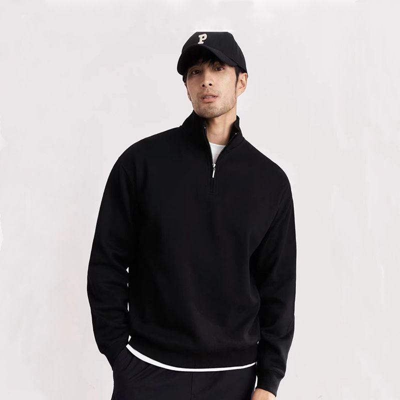 Half Zipper Men Long Sleeve Business Stand Collar Custom Sweatshirt