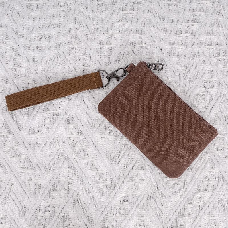 Women Fashion Casual Solid Color Canvas Zipper Wallets