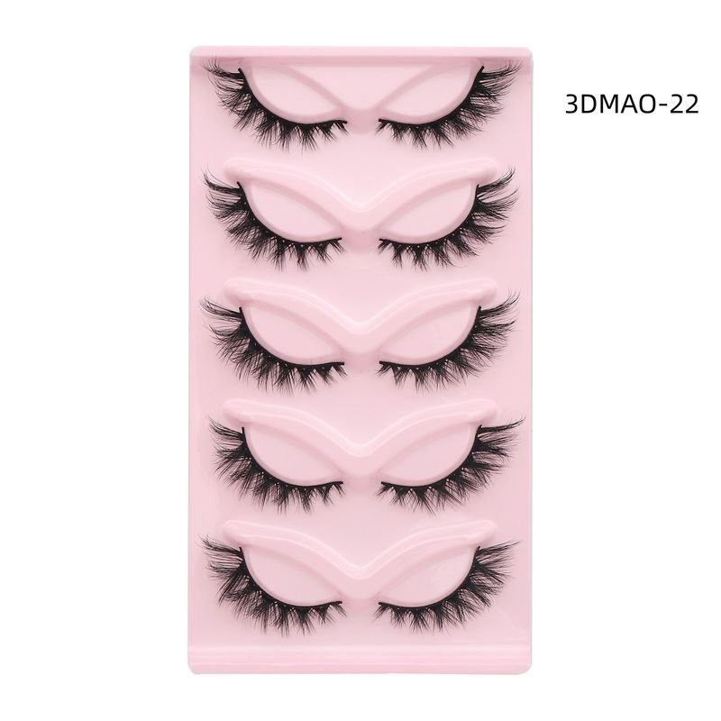 Women Fashion Thick Eye Tail Elongated False Eyelashes Five Pairs