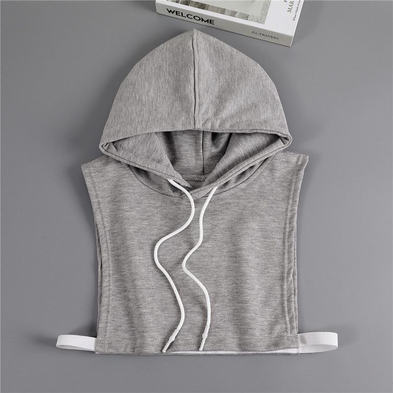 Autumn And Winter Women Fashion Solid Color Hooded Sweater Fake Collar