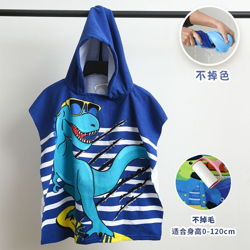 Kids Unisex Casual Cute Cartoon Print Beach Hooded Bath Towel Cape