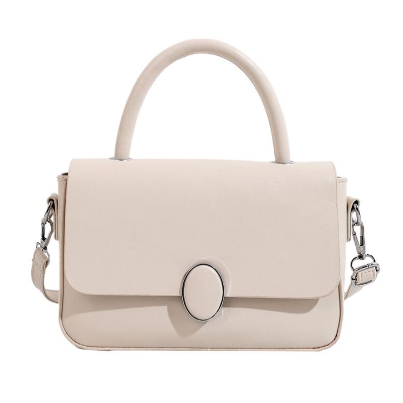 Women Simple Solid Color Square Flap Handle Shoulder Bag