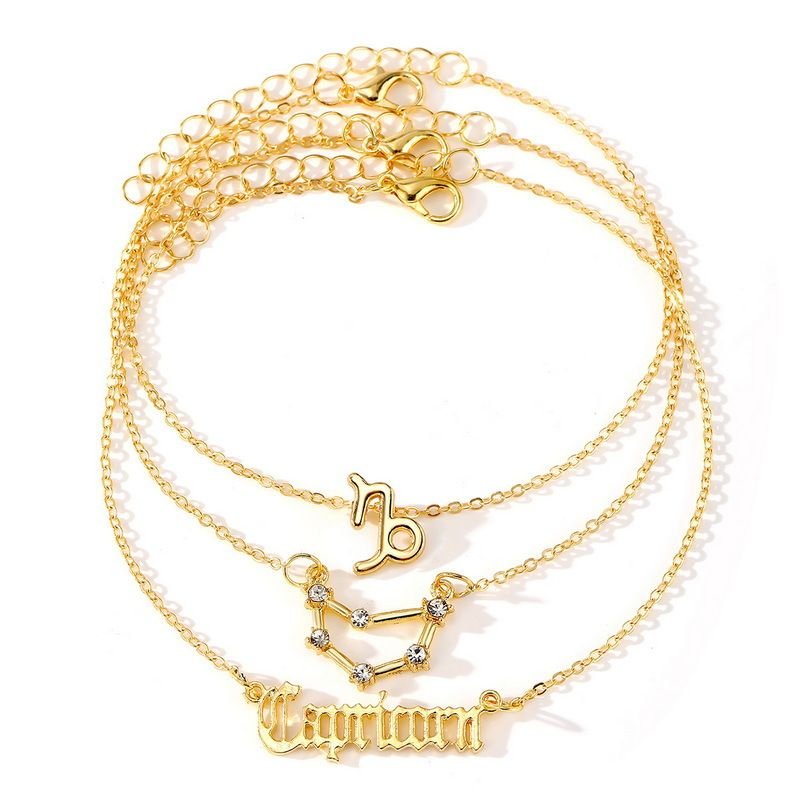 Women Simple Fashion Twelve Zodiac Symbol Starry English Letter Anklet