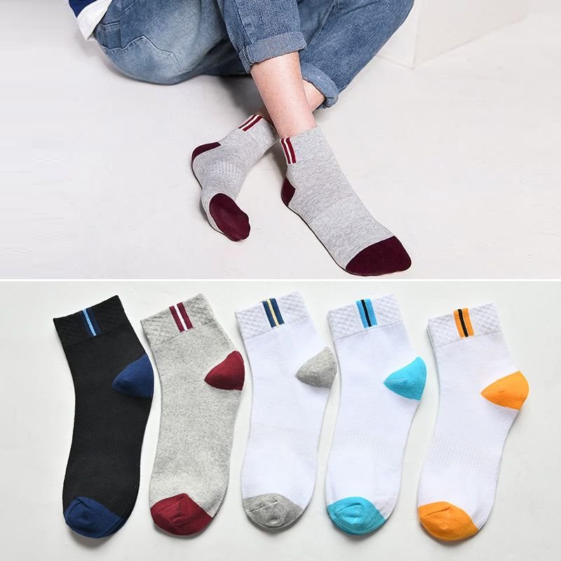 Men Simple Fashion Color Matching Sweat-Absorbent Sports Socks