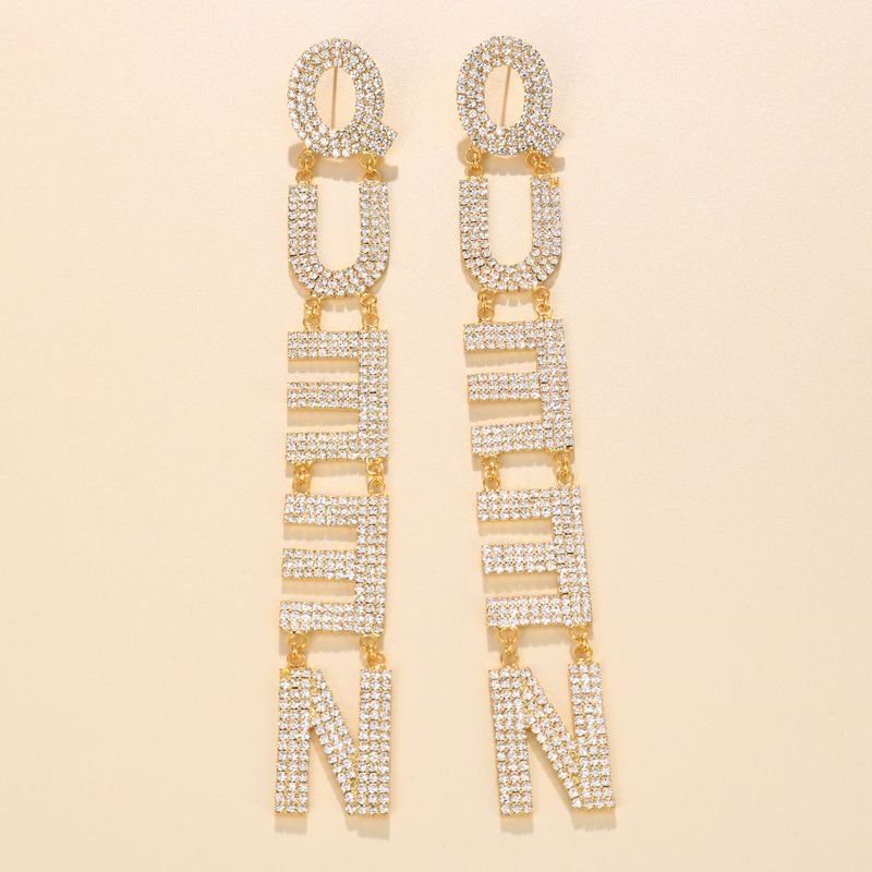 Exaggerated Fashion Rhinestone Letter Earrings