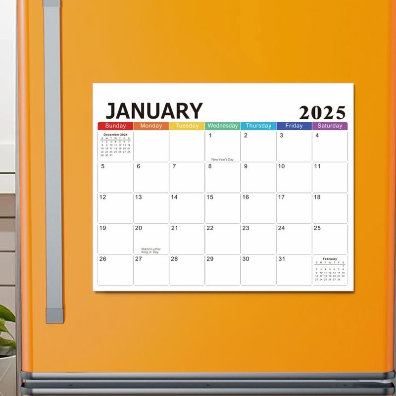 2025 English Calendar Magnetic Tearable Refrigerator Sticker Household Calendar Schedule