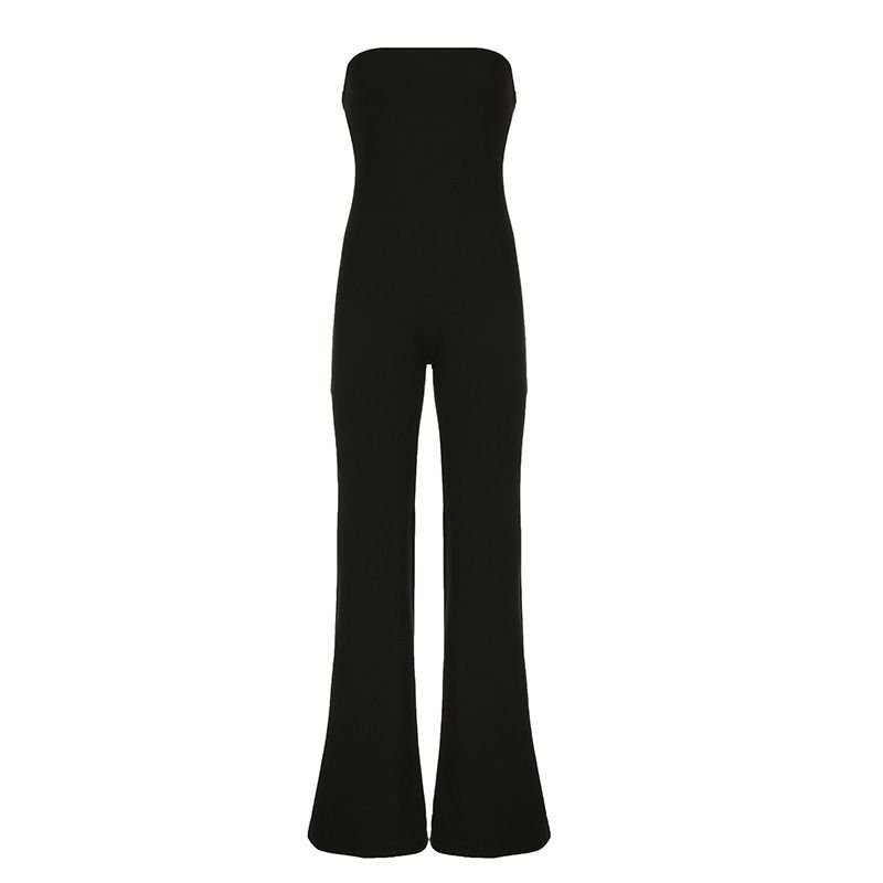 Women Fashion Sexy Solid Color Off Shoulder Slim Jumpsuits