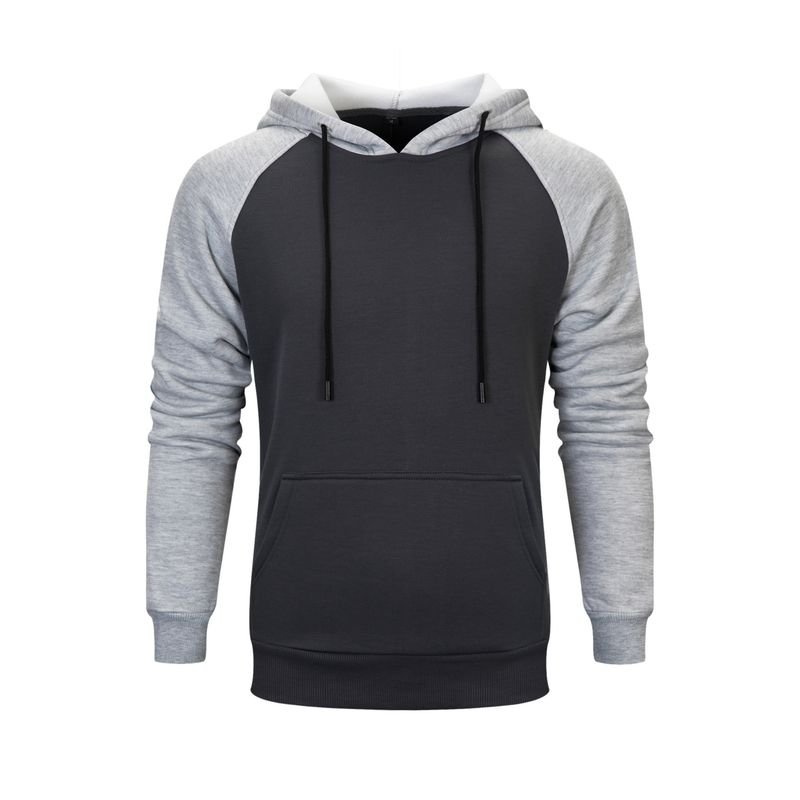 Men Casual Contrast Fleece Pullover Hoodie Custom