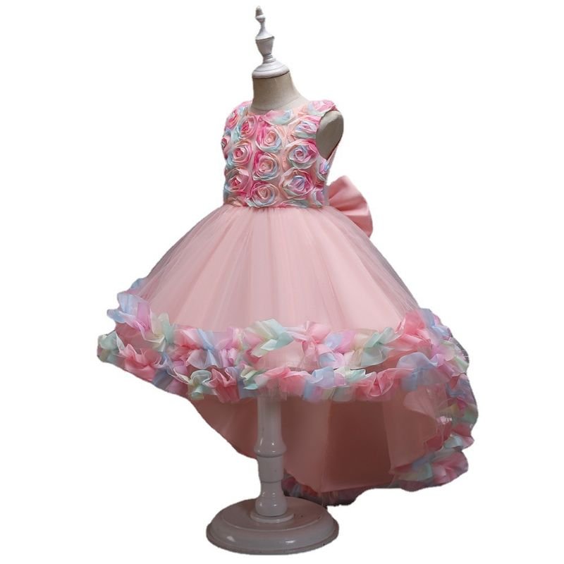 Kids Toddler Girls Fashion Flower Gradient Color Mesh Sleeveless Party Tutu Dress