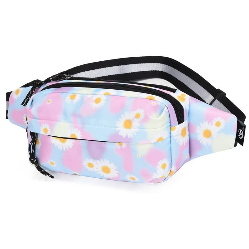 Women Fashion Casual Plaid Floral Printed Oxford Cloth Chest Bag