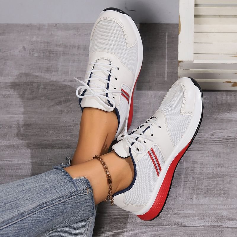 Women Casual Plus Size Breathable Lace-Up Round Toe Sneaker