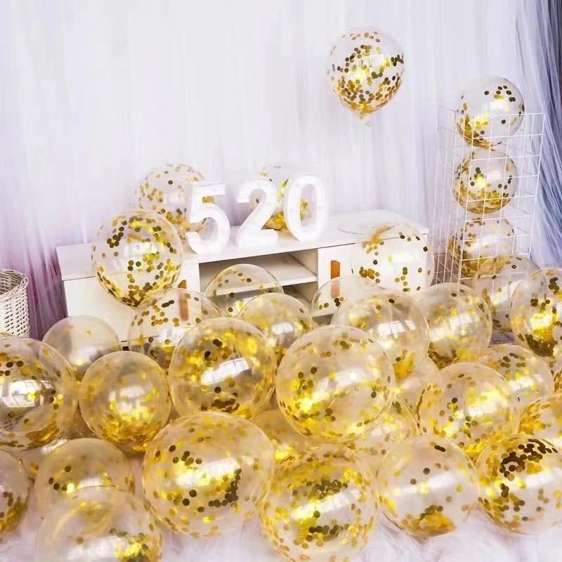 10 Inch Transparent Sequins Balloon Holiday Party Scene Decoration 50-Bag