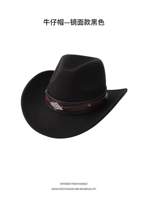 Retro Western Spring And Summer Woolen Cowboy Hat