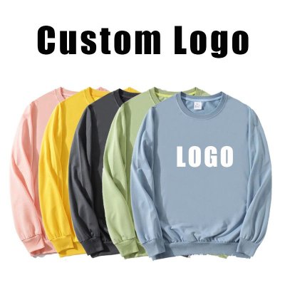 Custom Logo Unisex Solid Color Round Neck Casual Sweatshirt