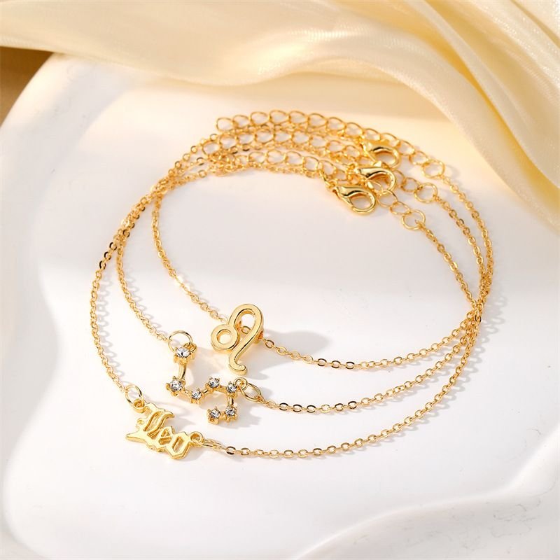 Women Simple Fashion Twelve Zodiac Symbol Starry English Letter Anklet