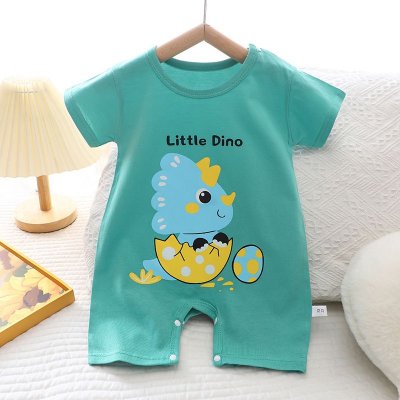 Kids Baby Boys Girls Casual Cute Cartoon Print Short Sleeve Romper