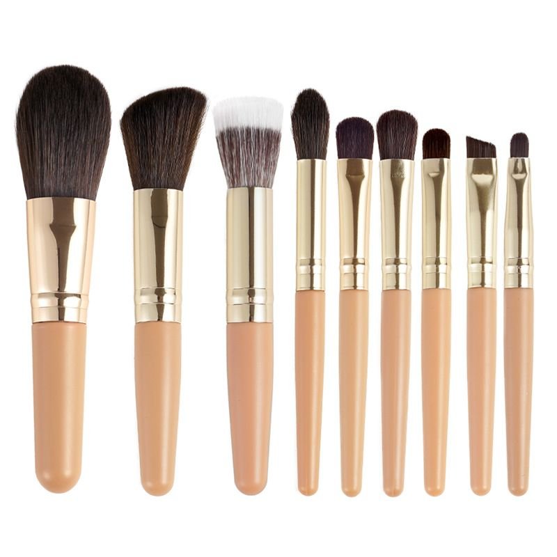 Women Portable Mini 9 Powder Cosmetic Brush Set