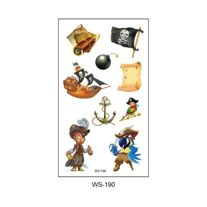 Kids Pirate Pattern Waterproof Tattoo Sticker