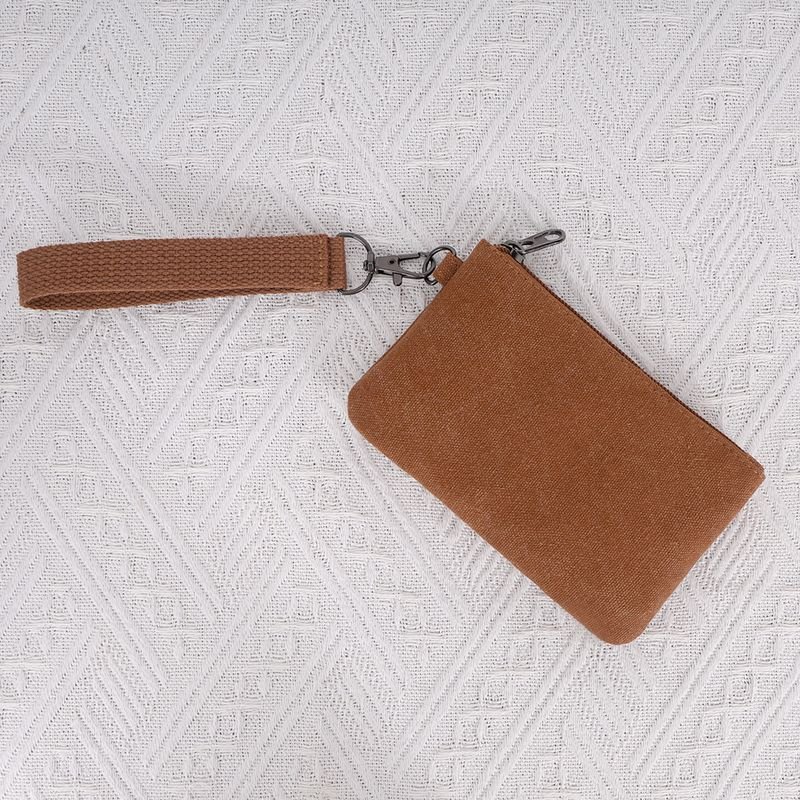 Women Fashion Casual Solid Color Canvas Zipper Wallets