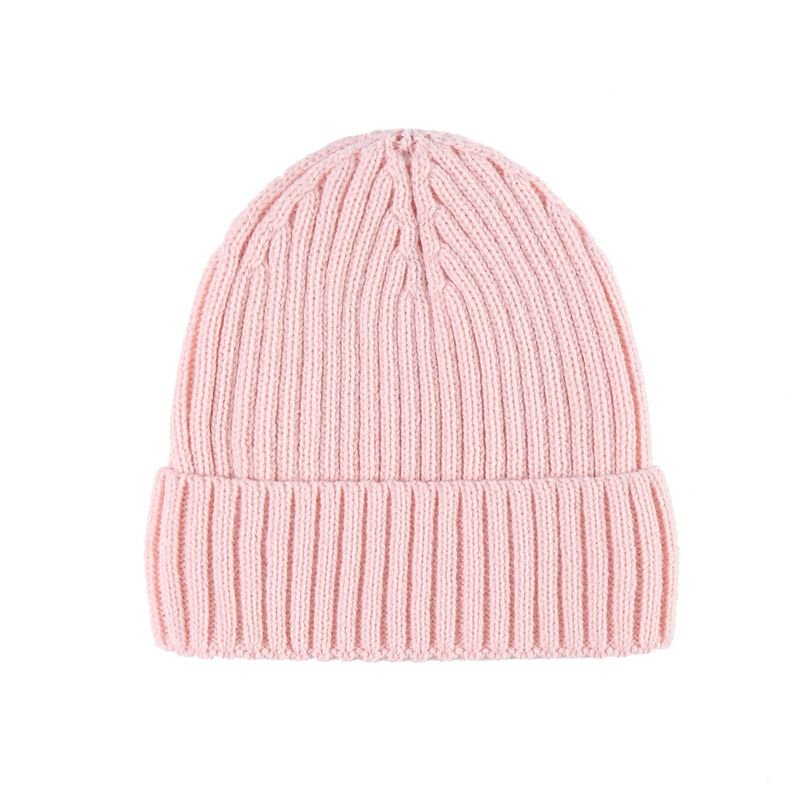 Autumn Winter Simple Solid Color Warm Knitted Wool Parent Hat