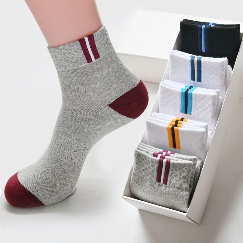 Men Simple Fashion Color Matching Sweat-Absorbent Sports Socks