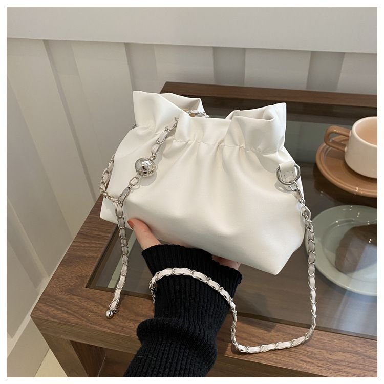 Women Fashion Solid Color Drawstring Bucket Shoulder Bag