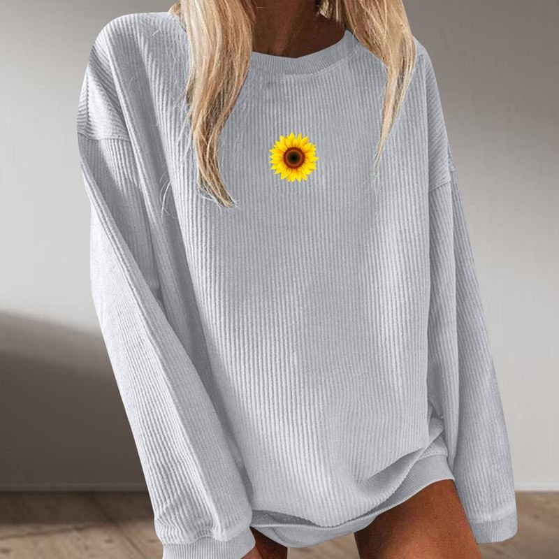 Women Fashion Letter Dandelion Floral Print Crewneck Long Sleeve Sweatshirt